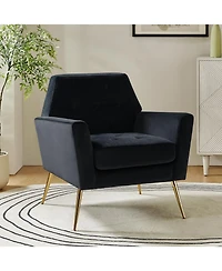 Hulala Home Lilia Contemporary Velvet Upholstered Accent Chair with Metal Base