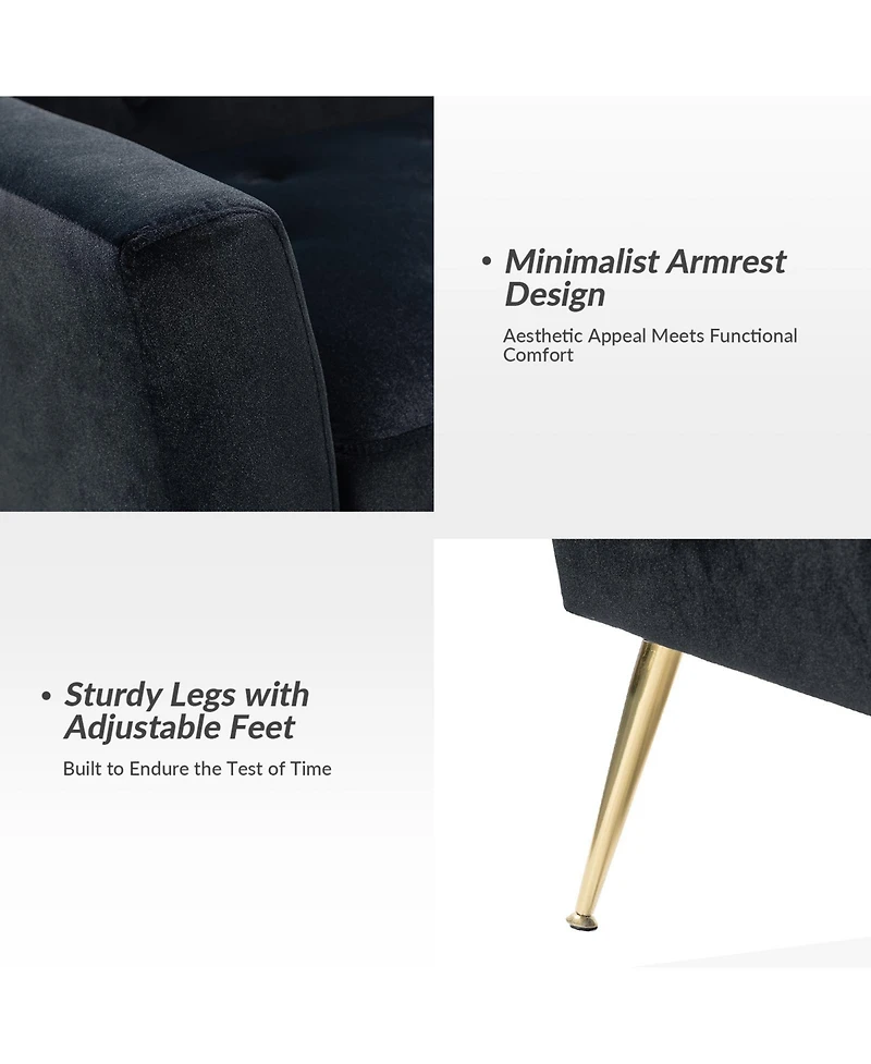 Hulala Home Lilia Contemporary Velvet Upholstered Accent Chair with Metal Base