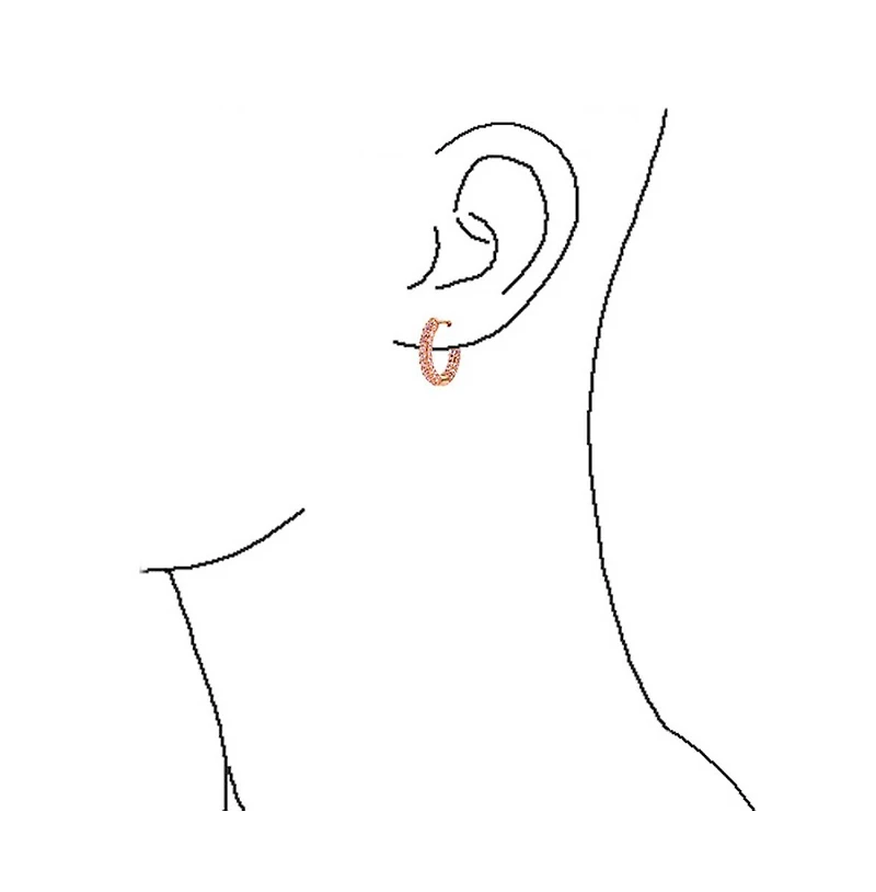Bling Jewelry Pave Cubic Zirconia Cz Inside Out Small Tube Huggie Hoop Earrings Rose Gold Plated .75 Inch Diameter