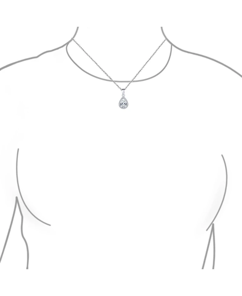 Bling Jewelry Cubic Zirconia Classic Large Cz Teardrop Solitaire Pendant Necklace .925 Sterling Silver