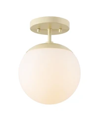 Jonathan Y Marcel 1-Light Bohemian Farmhouse Iron/Frosted Glass Led Semi Flush Mount