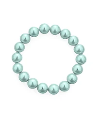 Bling Jewelry White Strand Necklace Rhodium Plated Crystal Clasp Pearl 10MM 16 Inch