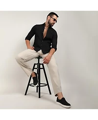 Men's Onyx Black Chain-Creased Shirt