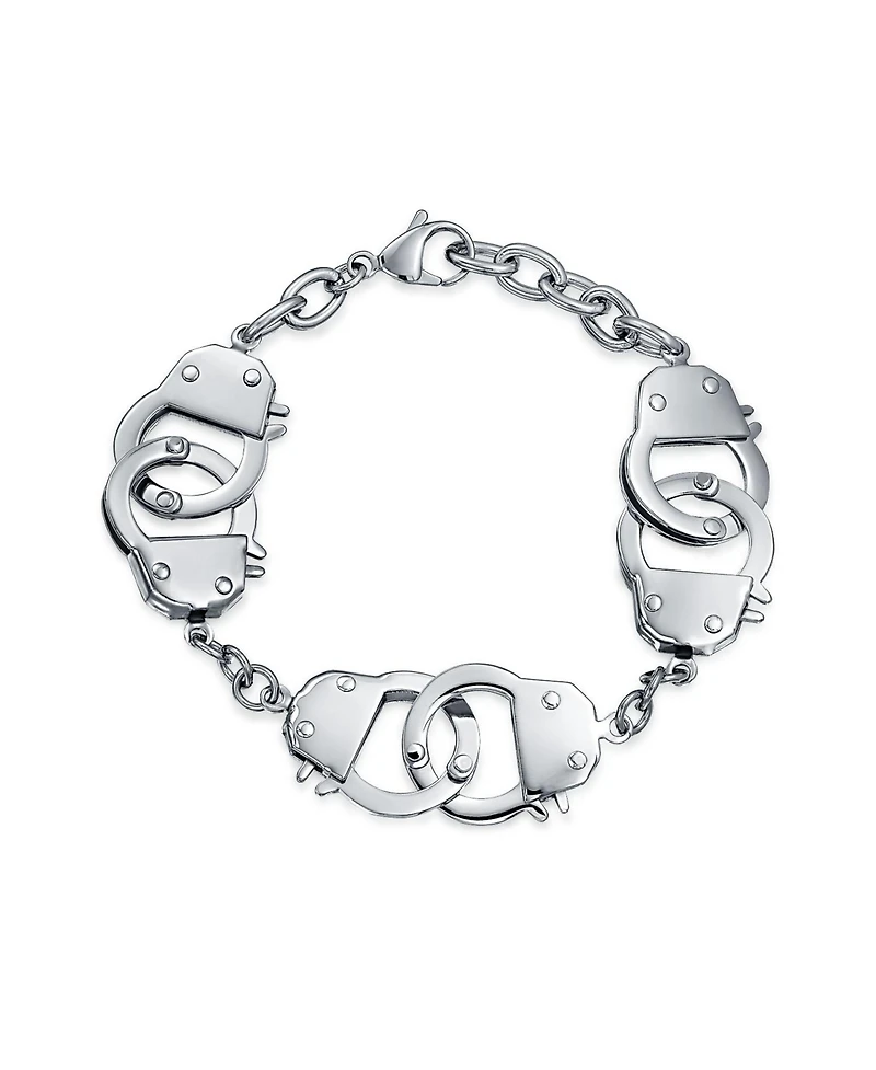Bling Jewelry Biker Jewelry Stylish Multi Handcuff Bff Bracelet in Stainless Steel 8.5 Inch