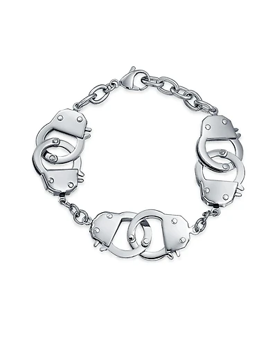 Bling Jewelry Biker Jewelry Stylish Multi Handcuff Bff Bracelet in Stainless Steel 8.5 Inch