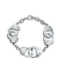 Bling Jewelry Biker Jewelry Stylish Multi Handcuff Bff Bracelet in Stainless Steel 8.5 Inch