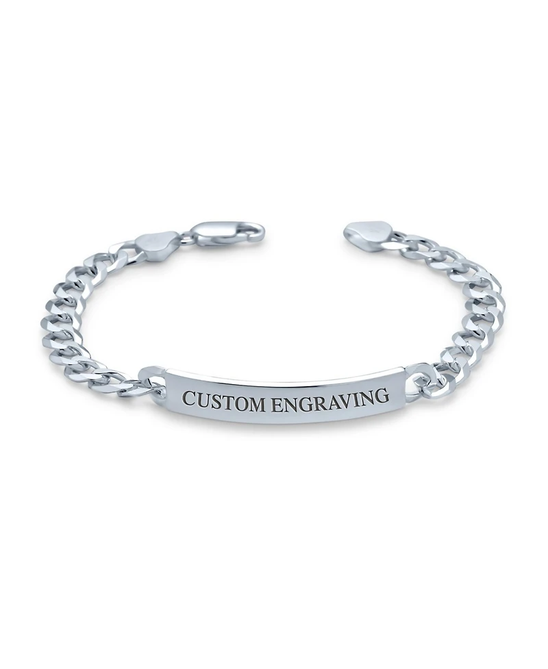 Bling Jewelry Bar Name Plated identification Id Bracelet 6 Mm Miami Cuban Curb Link Chain Link 200 Gauge Sterling Silver