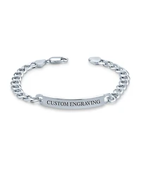 Bling Jewelry Bar Name Plated identification Id Bracelet 6 Mm Miami Cuban Curb Link Chain Link 200 Gauge Sterling Silver