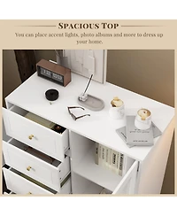 Homsee White Storage Cabinet with Metal Legs, Shelves And Drawers