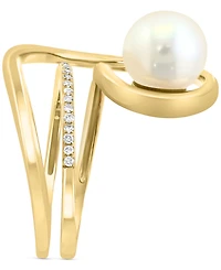Effy Freshwater Pearl (8-1/2mm) & Diamond (1/10 ct. t.w.) Coil Statement Ring in 14k Gold