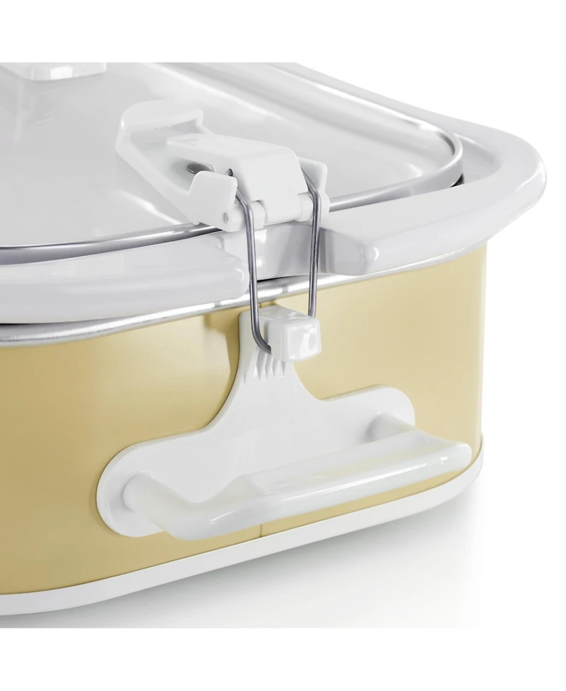 MegaChef 3.5 Quart Casserole Slow Cooker with 3 Temperature Settings in Cream