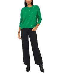 Sam & Jess Women's Embellished Pearl Crewneck Sweater