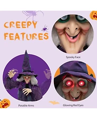 6 Ft Halloween Animatronic Witch Hanging Decoration