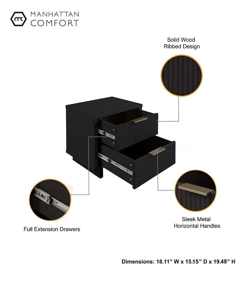 Manhattan Comfort Granville 2-Piece 2-Drawer Nightstand Set