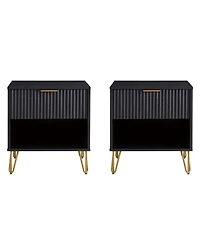 Manhattan Comfort Dumbo 2-Piece 1-Drawer Modern Nightstand Set