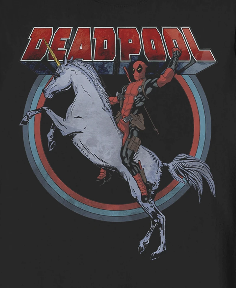 Fifth Sun Men's Deadpool On Unicorn Crew Fleece Pullover
