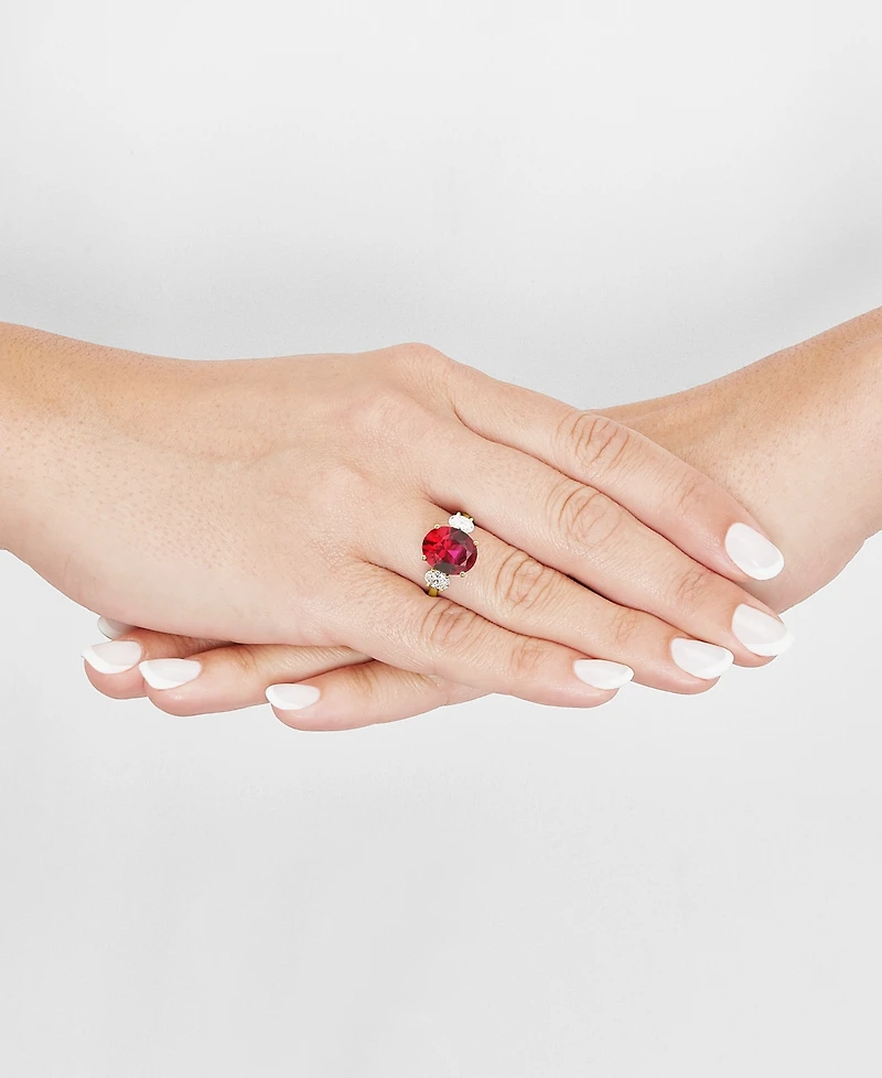 Grown With Love Lab Sapphire (5-5/8 ct. t.w.) & Diamond (3/8 Ring 14k White Gold (Also available Emerald Ruby)