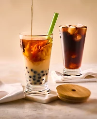 La Rochere Napoleon Bee Bubble Tea Glass with Wood Lid and Straw, 15 oz.