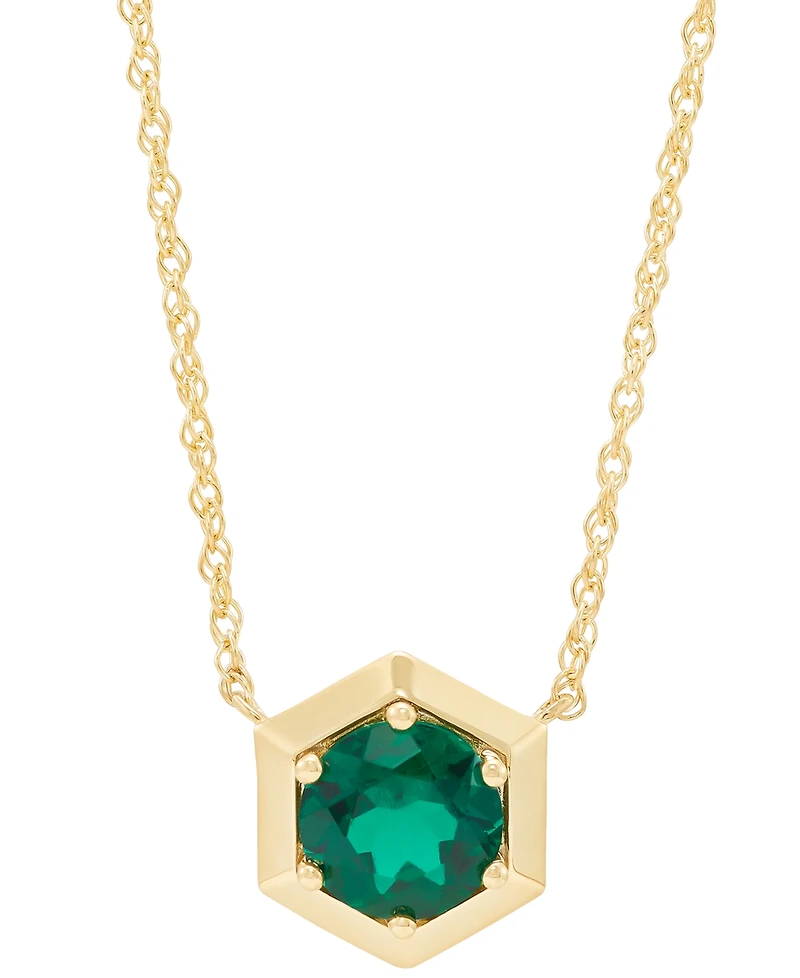 2-Pc. Set Lab-Created Emerald Solitaire Pendant Necklace & Matching Stud Earrings (2-3/4 ct. t.w.) in 14k Gold-Plated Sterling Silver