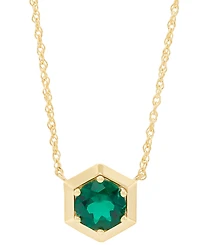 2-Pc. Set Lab-Created Emerald Solitaire Pendant Necklace & Matching Stud Earrings (2-3/4 ct. t.w.) in 14k Gold-Plated Sterling Silver