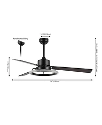 Jonathan Y Remy 52" 1-Light Modern Industrial Iron/Acrylic/Wood Remote-Controlled 6-Speed Integrated Led Ceiling Fan, Black/Dark Brown Wood
