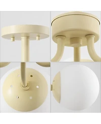 Jonathan Y Olivier 3-Light Bohemian Farmhouse Iron/Frosted Glass Led Semi Flush Mount