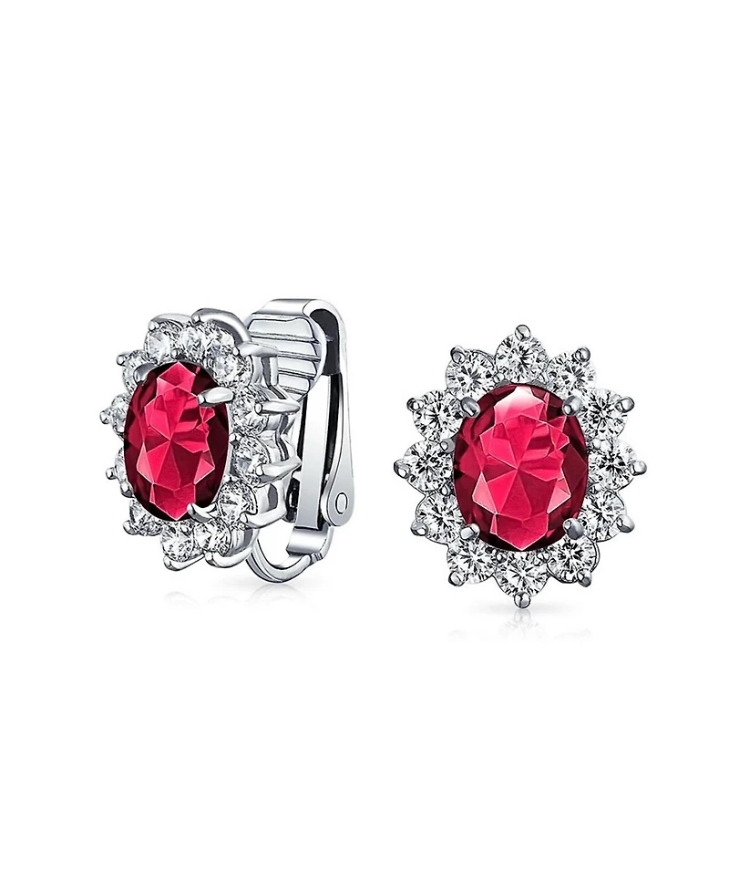 Bling Jewelry Style Fashion Oval Crown Halo Statement Bracelet Matching Clip On Earrings Jewelry Set Silver Plated