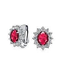Bling Jewelry Style Fashion Oval Crown Halo Statement Bracelet Matching Clip On Earrings Jewelry Set Silver Plated