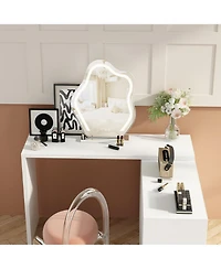 Homsee 6-Drawer L-Shaped Chest of Drawers with Rotatable Desktop