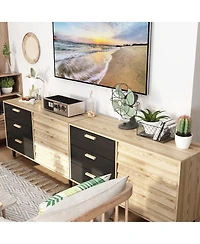 Homsee Rectangle Storage Cabinet, Sideboard, Dresser with 6 Drawers