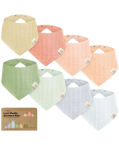KeaBabies 8pk Lumi Muslin Baby Bibs, Bandana Bibs for Boy, Girl, Drool Bib Newborn, Toddler