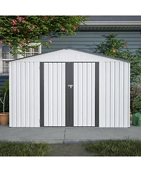 Streamdale Furniture Galvanized Steel Outdoor Storage Shed, Lockable, 119"x98