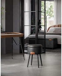 Songmics Home Mid-Century Modern Style Storage Ottoman Vanity Stool, Ink Black