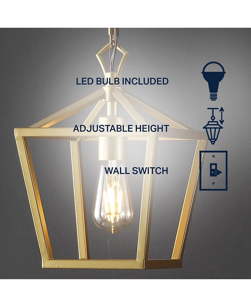 Jonathan Y Oslin 8" 1-Light Vintage Farmhouse Iron Chain Pagoda Led Pendant