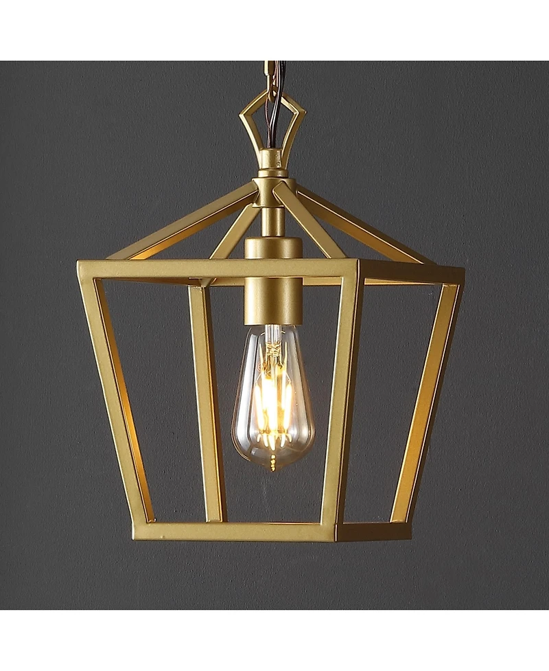 Jonathan Y Oslin 8" 1-Light Vintage Farmhouse Iron Chain Pagoda Led Pendant