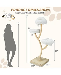 70 Inch Tall Cat Tree 4-Layer Tower with 3 Perches and Dangling Balls