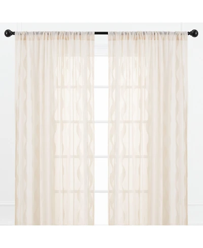 Chanasya Premium Quatrefoil Voile Sheer Curtains - 2-Panel Light Filtering Curtains for Living Room, Bedroom, Kitchen - 52" x 96" - Sage