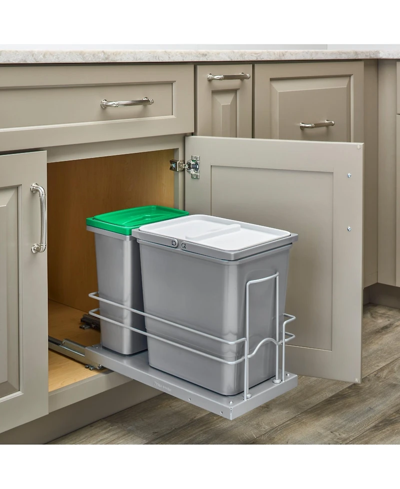 Rev-a-Shelf Undermount Pullout Trash Can Recycle Bin w/ Soft-close, 5SBWC-815S-1