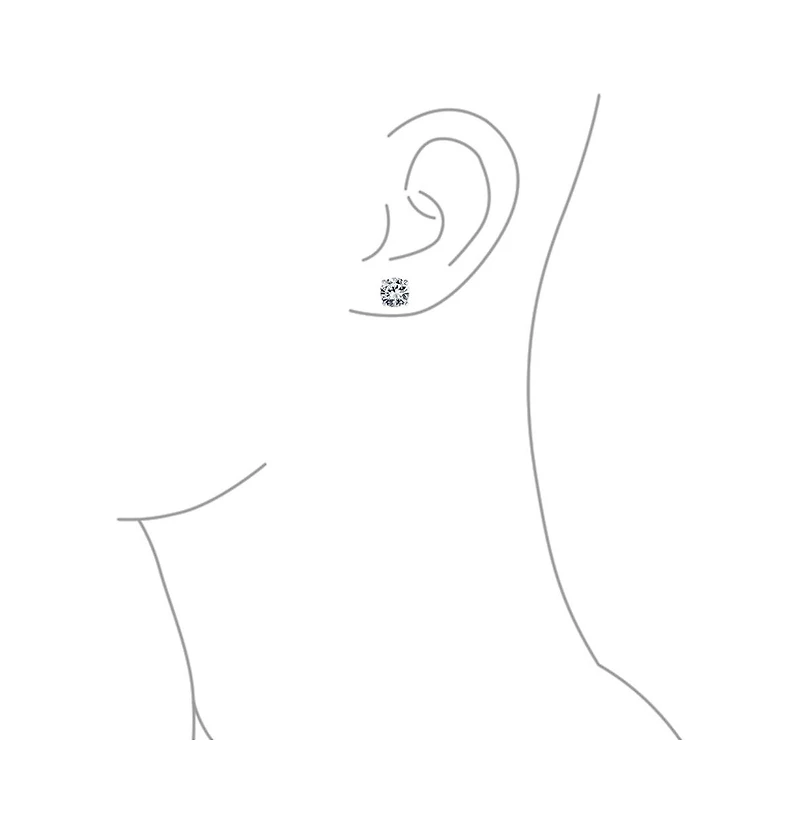Bling Jewelry Round Solitaire Stud Earrings 4 Prong .925 Sterling Silver 6MM