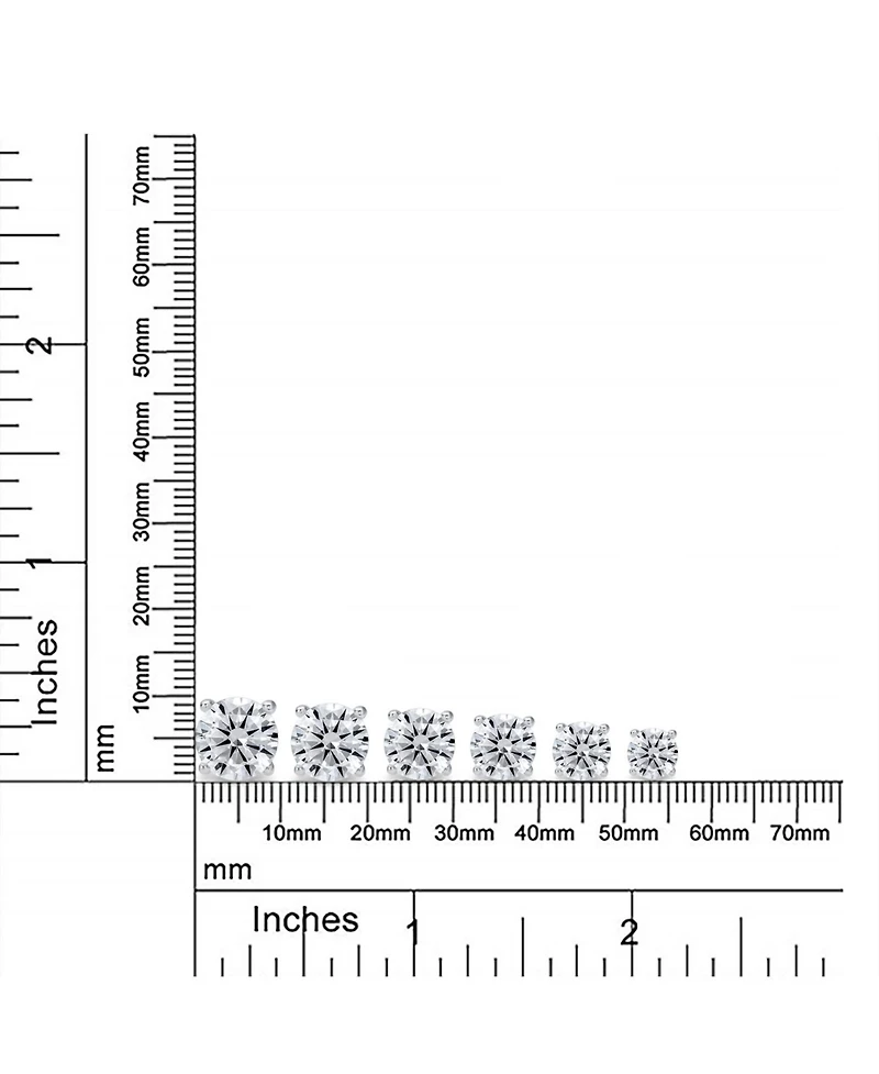 Bling Jewelry Round Solitaire Stud Earrings 4 Prong .925 Sterling Silver 6MM