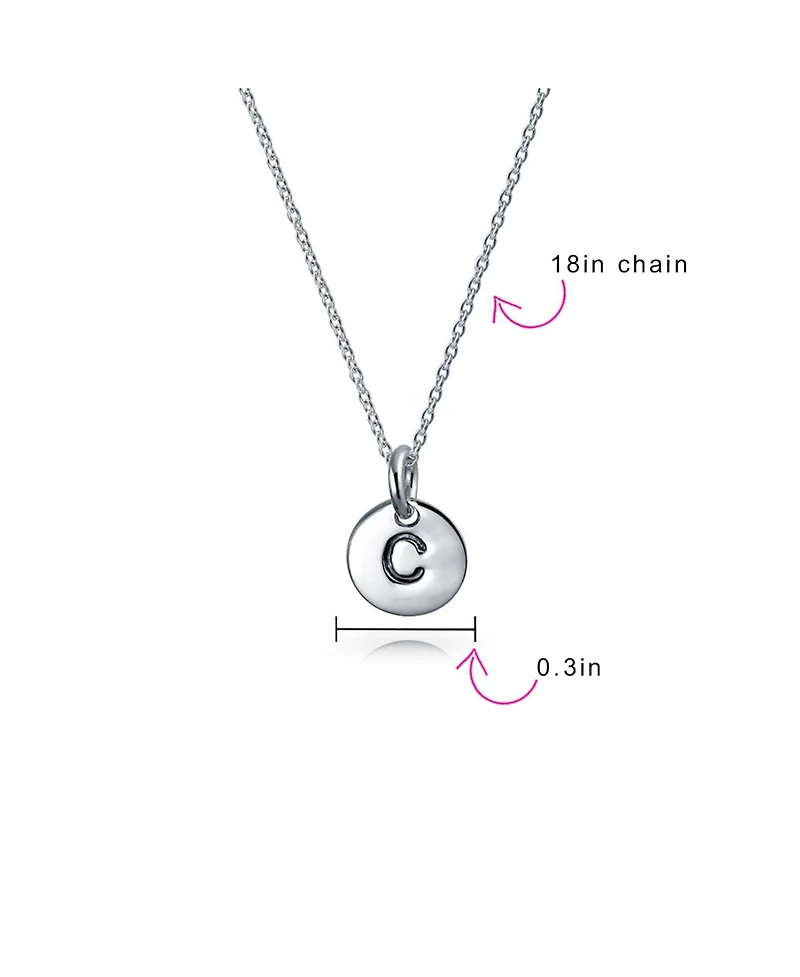 Bling Jewelry Tiny Minimalist Initial Pendant Necklace Sterling Silver A-z Alphabet Disc