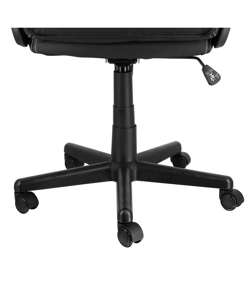 Elama High Back Adjustable Faux Leather and Mesh Office Chair in Black and Red