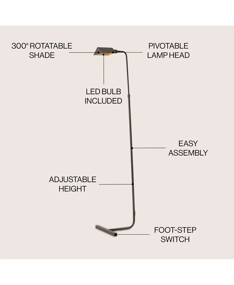 Jonathan Y Cotys MidCentury Industrial Metal Adjustable Pharmacy Led Floor Lamp