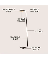 Jonathan Y Cotys MidCentury Industrial Metal Adjustable Pharmacy Led Floor Lamp