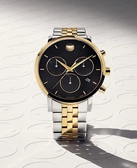 Movado Men's Museum Classic Swiss Quartz Chrono Two Tone Stainless Steel and Light Yellow Pvd Watch 42mm