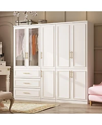 Famapy 8-Door Big Armoires with Hanging Rods, Drawers, Shelves