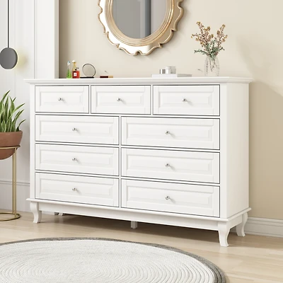 Homsee 9-Drawer Gray Wood Dresser Bedroom Storage Cabinet Modern Style