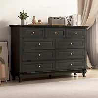 Homsee 9-Drawer Gray Wood Dresser Bedroom Storage Cabinet Modern Style