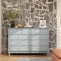 Homsee 9-Drawer Gray Wood Dresser Bedroom Storage Cabinet Modern Style