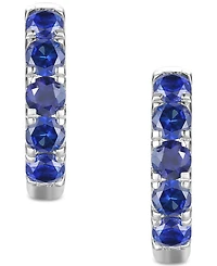 Lab Grown Ruby Five Stone Small Hoop Earrings (5/8 ct. t.w.) 10k Gold, 0.5" (Also available Citrine, Blue Topaz, Amethyst, Peridot, Sapphire, Em